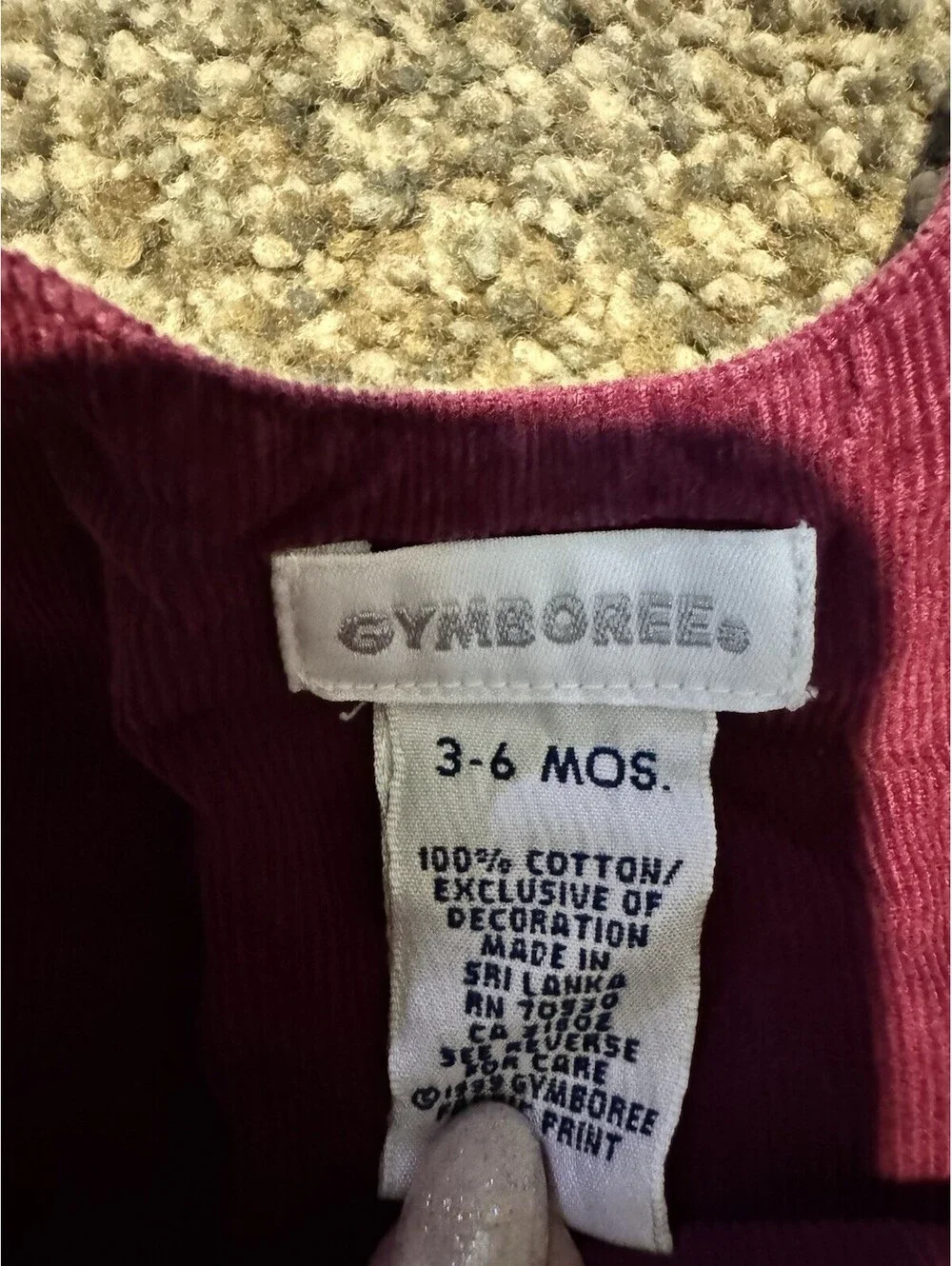 Gymboree Garnet Corduroy Overalls Size 3-6 Months